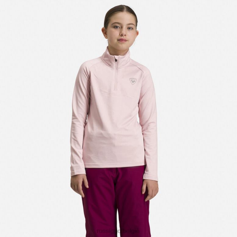 meisjes Tussenlaag van stretchfleece met halve rits poederroze toppen Rossignol NF00D1146