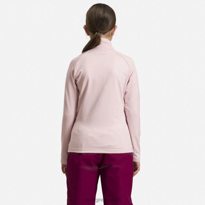 meisjes Tussenlaag van stretchfleece met halve rits poederroze toppen Rossignol NF00D1146