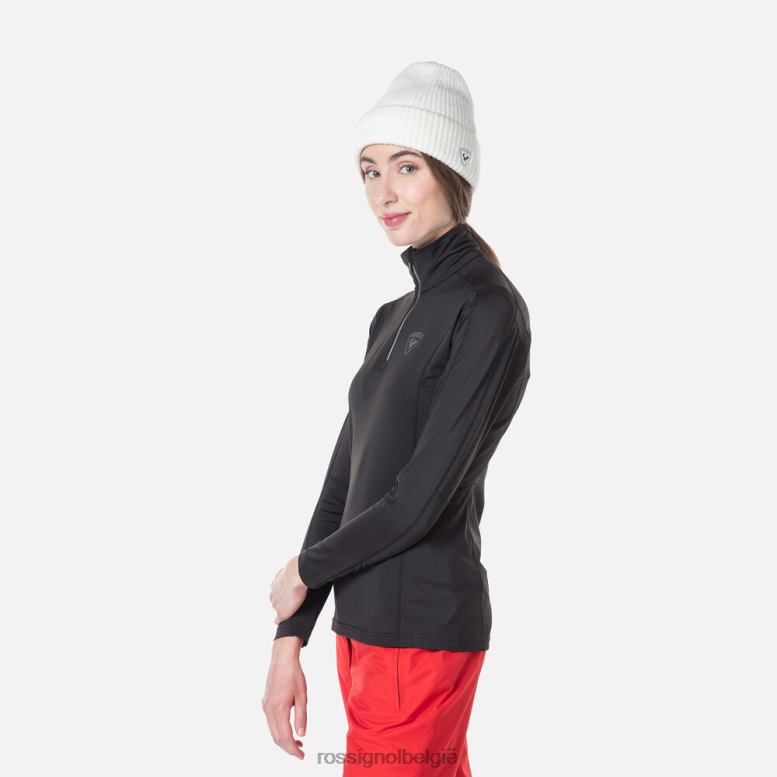 vrouwen Klassiek basislaagtopje met halve rits zwart toppen Rossignol NF00D820