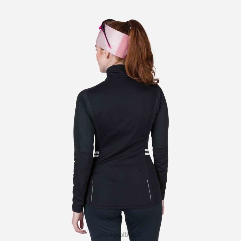 vrouwen poursuite basislaagtop met halve rits zwart toppen Rossignol NF00D865