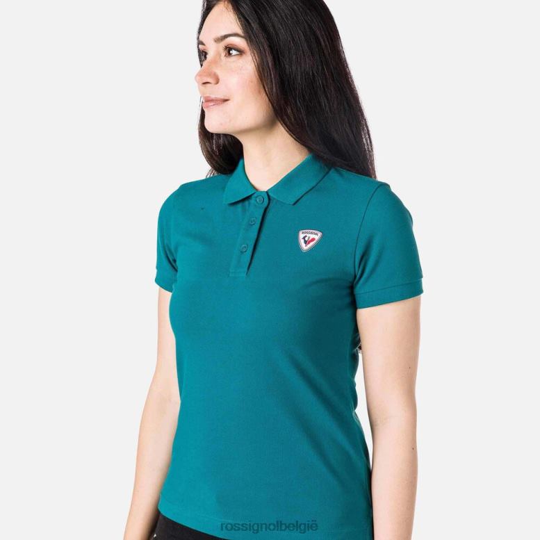 vrouwen logo-polo donkersmaragd toppen Rossignol NF00D989