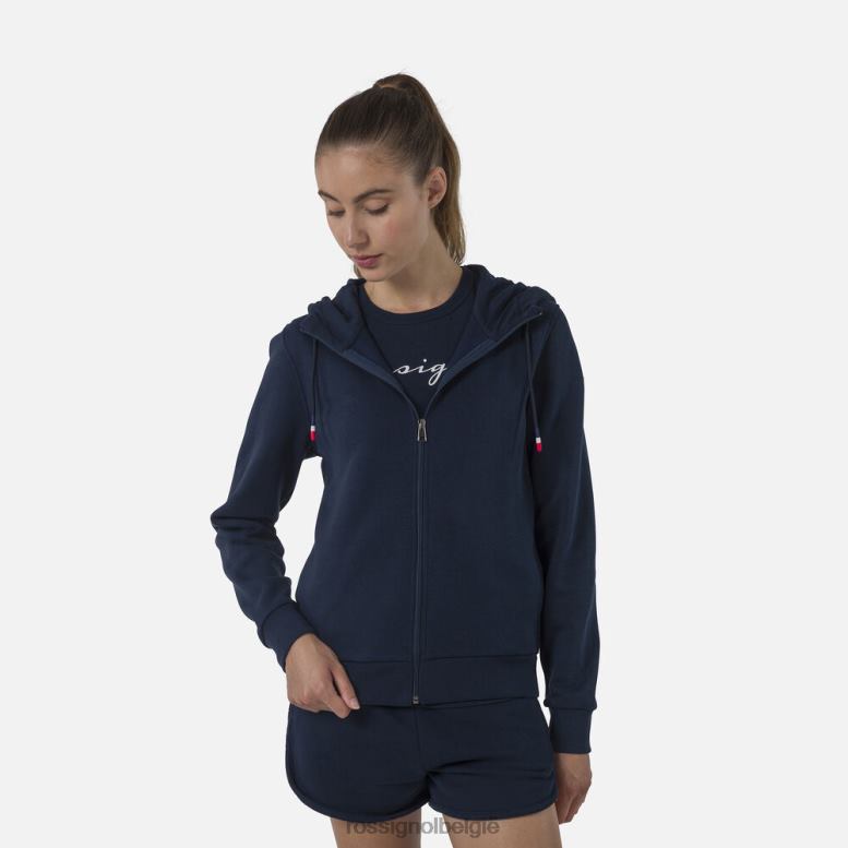 vrouwen Fleece sweatshirt met capuchon en volledige ritssluiting donkermarine toppen Rossignol NF00D935
