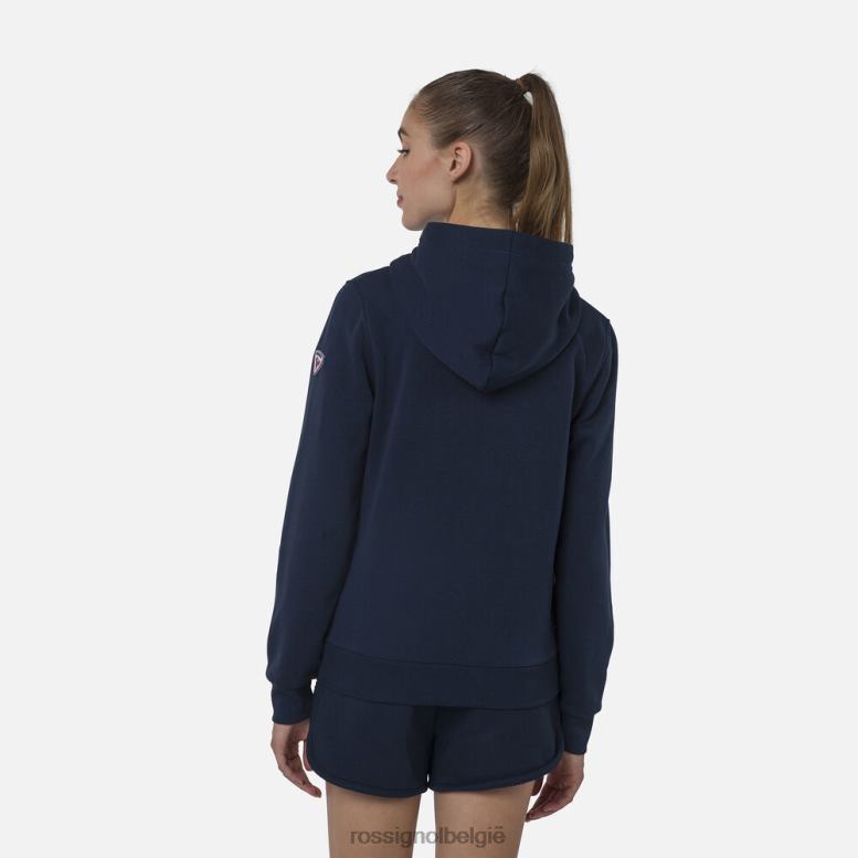 vrouwen Fleece sweatshirt met capuchon en volledige ritssluiting donkermarine toppen Rossignol NF00D935