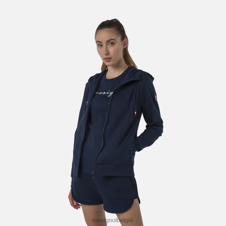 vrouwen Fleece sweatshirt met capuchon en volledige ritssluiting donkermarine toppen Rossignol NF00D935