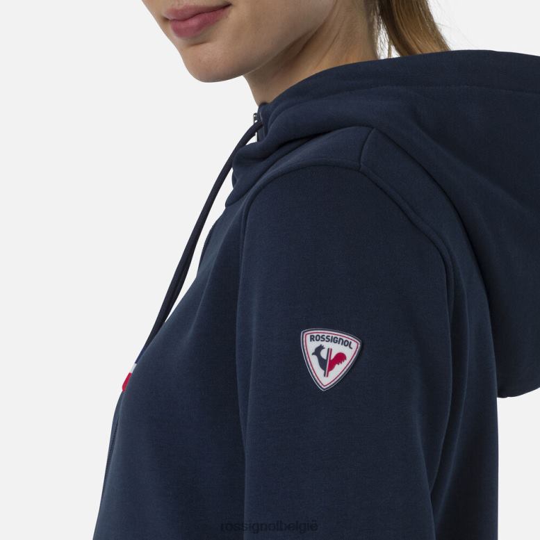 vrouwen Fleece sweatshirt met capuchon en volledige ritssluiting donkermarine toppen Rossignol NF00D935