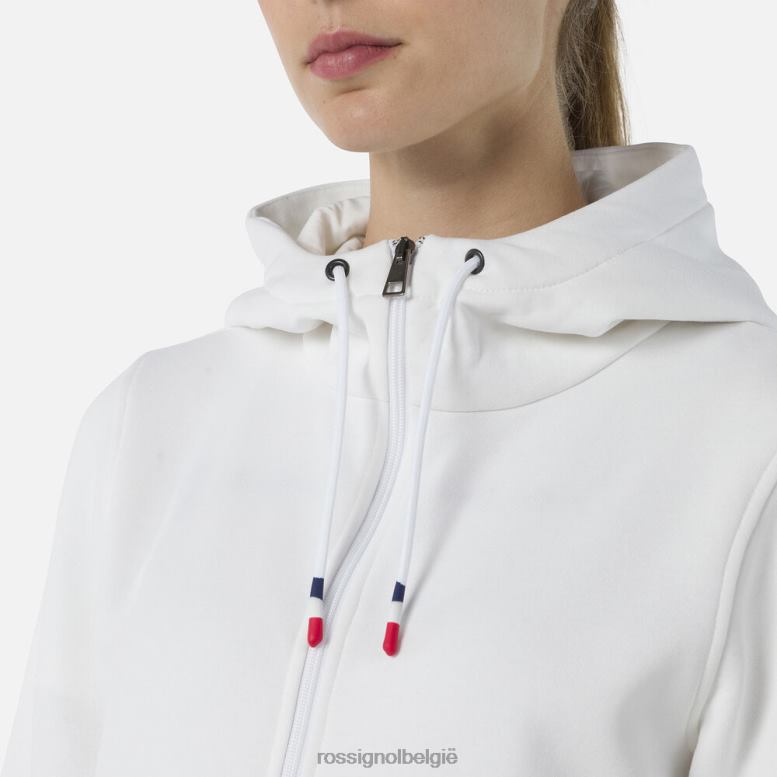 vrouwen Fleece sweatshirt met capuchon en volledige ritssluiting wit toppen Rossignol NF00D842
