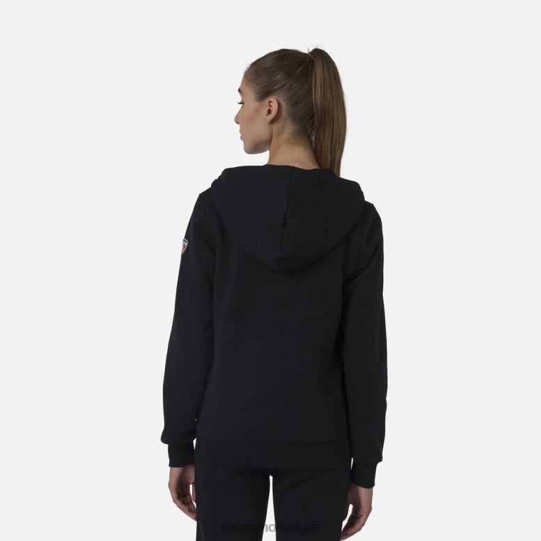 vrouwen Fleece sweatshirt met capuchon en volledige ritssluiting zwart toppen Rossignol NF00D888