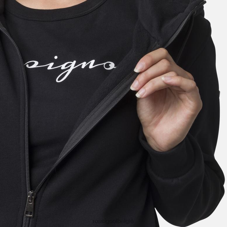 vrouwen Fleece sweatshirt met capuchon en volledige ritssluiting zwart toppen Rossignol NF00D888