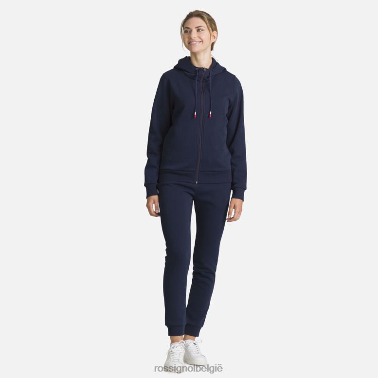 vrouwen Katoenen sweatshirt met capuchon en logo met volledige ritssluiting donkermarine toppen Rossignol NF00D884