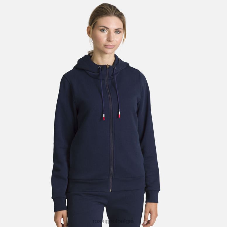 vrouwen Katoenen sweatshirt met capuchon en logo met volledige ritssluiting donkermarine toppen Rossignol NF00D884