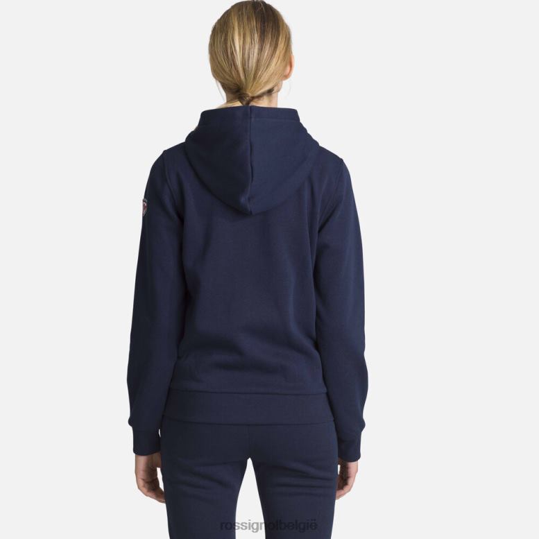 vrouwen Katoenen sweatshirt met capuchon en logo met volledige ritssluiting donkermarine toppen Rossignol NF00D884