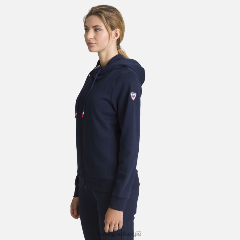 vrouwen Katoenen sweatshirt met capuchon en logo met volledige ritssluiting donkermarine toppen Rossignol NF00D884