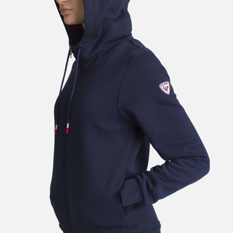 vrouwen Katoenen sweatshirt met capuchon en logo met volledige ritssluiting donkermarine toppen Rossignol NF00D884