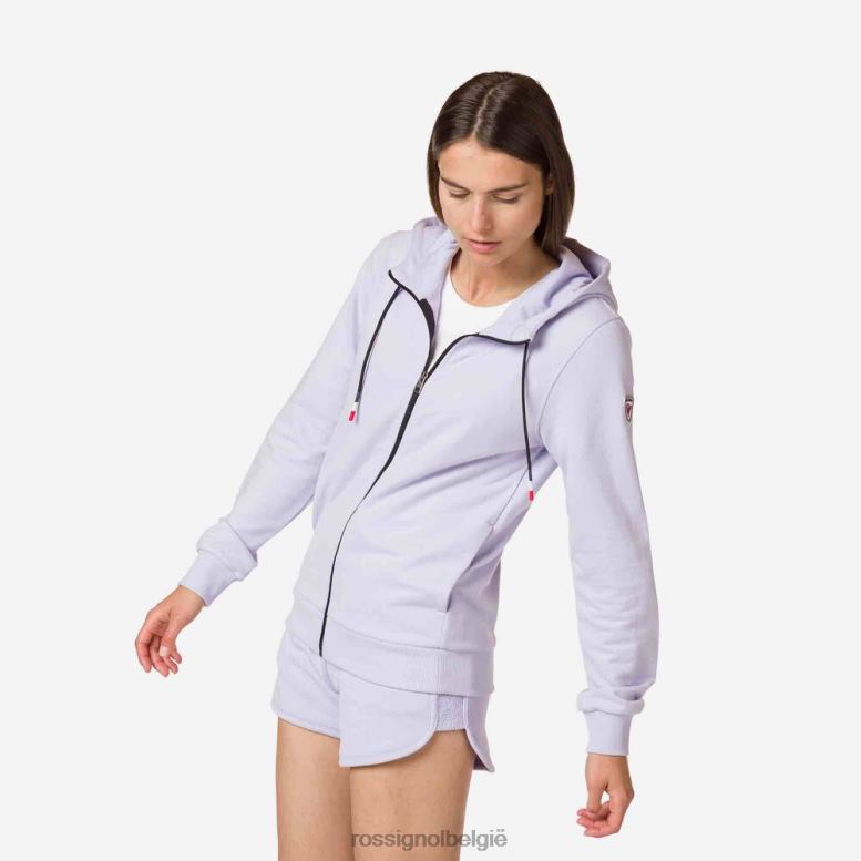 vrouwen Katoenen sweatshirt met capuchon en logo met volledige ritssluiting lavendelgrijs toppen Rossignol NF00D1004