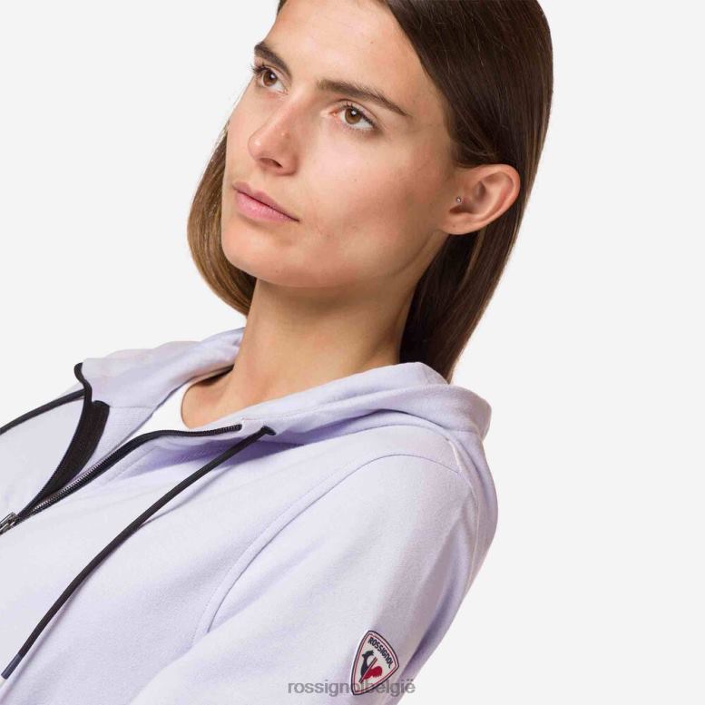 vrouwen Katoenen sweatshirt met capuchon en logo met volledige ritssluiting lavendelgrijs toppen Rossignol NF00D1004