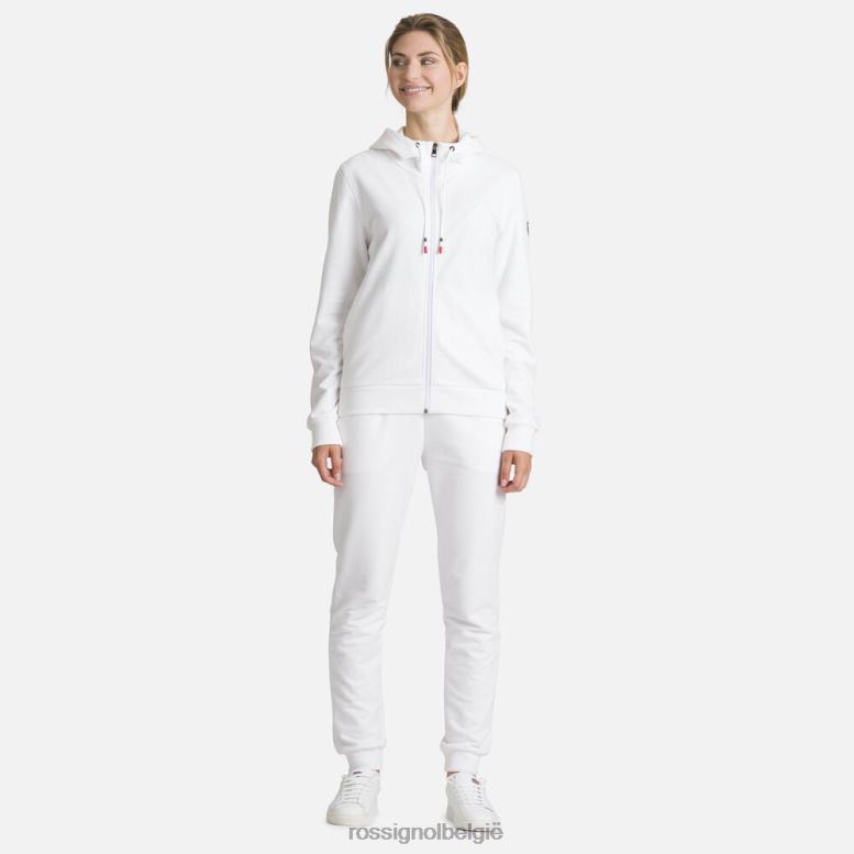 vrouwen Katoenen sweatshirt met capuchon en logo met volledige ritssluiting wit toppen Rossignol NF00D960