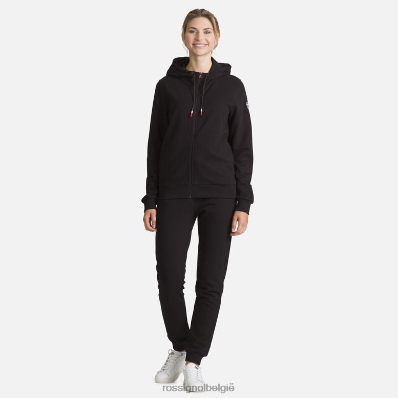 vrouwen Katoenen sweatshirt met capuchon en logo met volledige ritssluiting zwart toppen Rossignol NF00D912