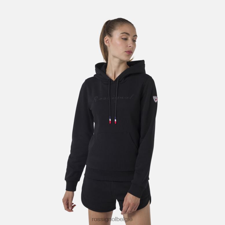 vrouwen fleece sweatshirt met capuchon en logo zwart toppen Rossignol NF00D910