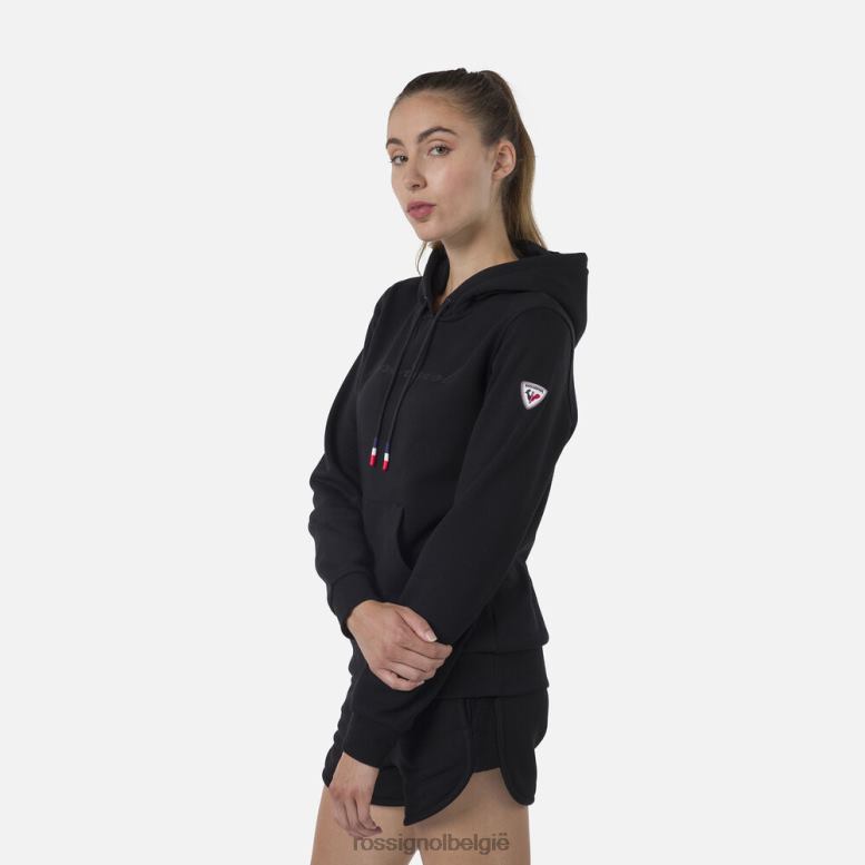 vrouwen fleece sweatshirt met capuchon en logo zwart toppen Rossignol NF00D910