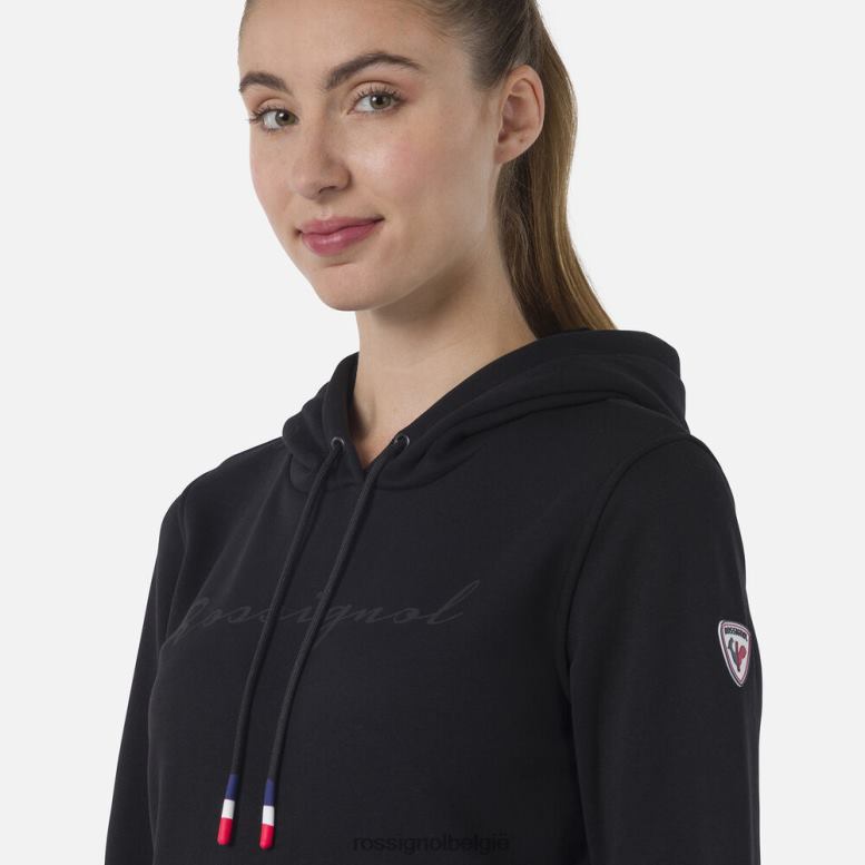 vrouwen fleece sweatshirt met capuchon en logo zwart toppen Rossignol NF00D910