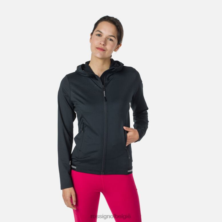 vrouwen Eco-hoodie met volledige ritssluiting zwart toppen Rossignol NF00D893
