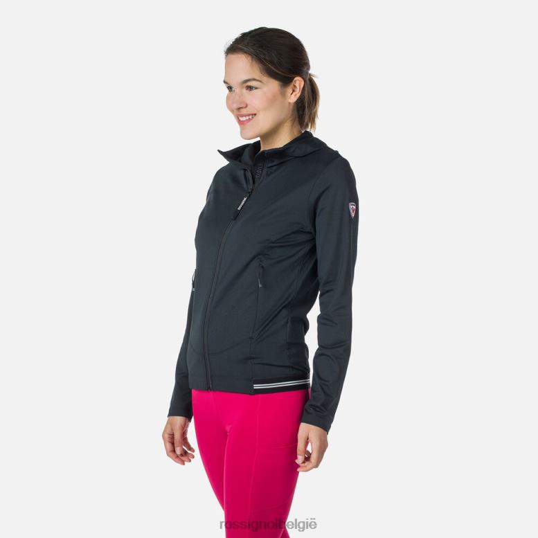 vrouwen Eco-hoodie met volledige ritssluiting zwart toppen Rossignol NF00D893