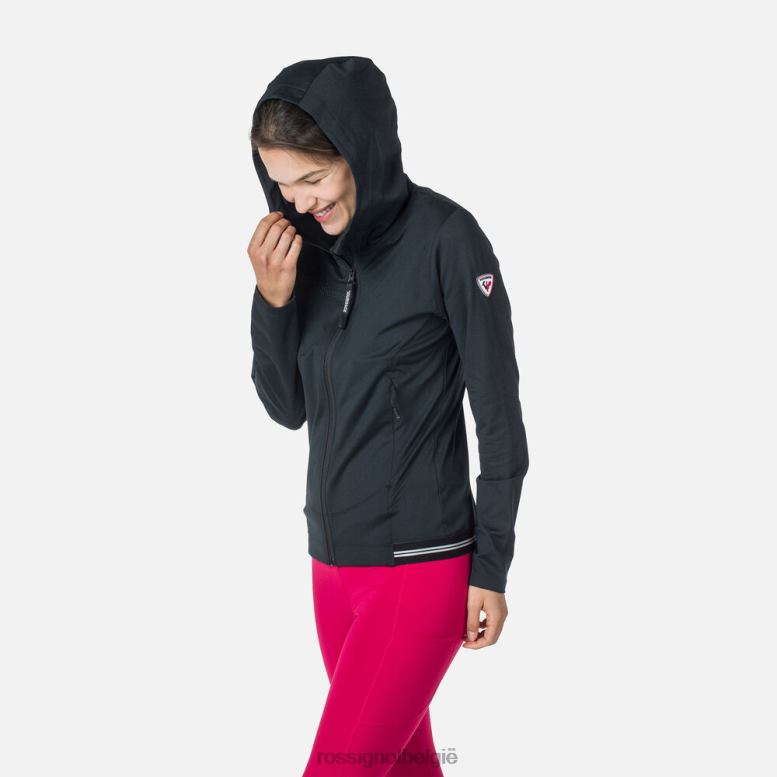 vrouwen Eco-hoodie met volledige ritssluiting zwart toppen Rossignol NF00D893