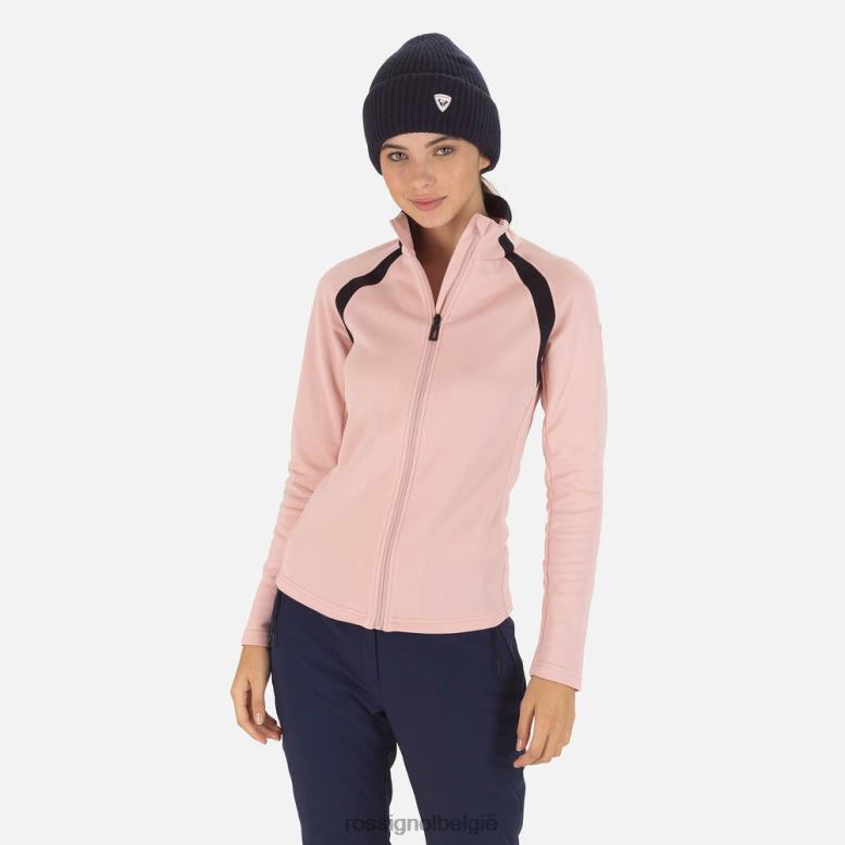 vrouwen luchtfoto fleece met volledige ritssluiting poederroze toppen Rossignol NF00D725