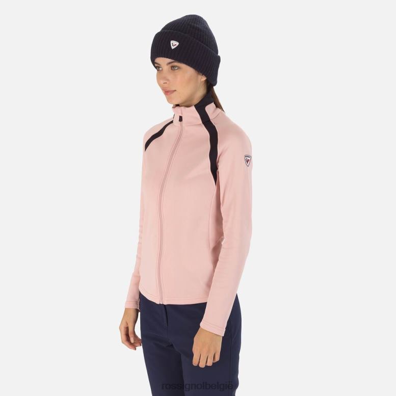 vrouwen luchtfoto fleece met volledige ritssluiting poederroze toppen Rossignol NF00D725
