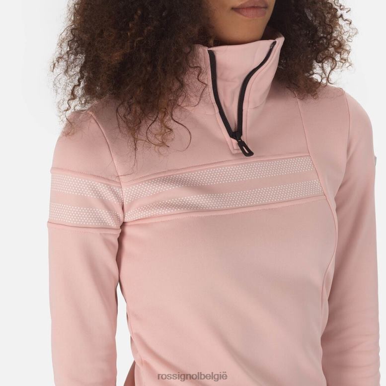 vrouwen resort top met halve rits poederroze toppen Rossignol NF00D1026