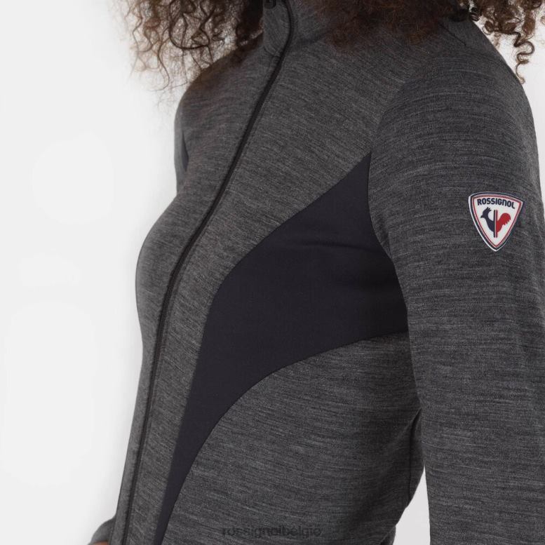 vrouwen Reageer tussenlaag van merino met volledige ritssluiting zwart toppen Rossignol NF00D736